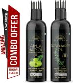 Desi Crew Amla and Rosemary Oil Cold Pressed for Skin, Body and Hair Care Hair Oil 100 ml Each
