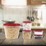 Cutting EDGE Stackable Kitchen Organizer Container Set for Pulses, Sugar, Tea, Cereals, Set of 5 (Red)