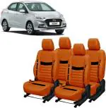 AUTO-SAFE Orange, Black PU Leather Car Seat Cover for Hyundai Xcent Pack of 4