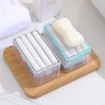 ShopiMoz (Pack of 2 ) Portable Laundry Rolling Soap Box Easy Cloth Washing Soap Roller, Plastic Dispenser Case with Lid Having Roller
