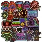 iDream Neon Light Anime Icon Animal Stickers for Laptop Suitcase Guitar Fridge Bicycle Car (Set of 50)