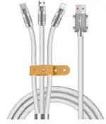 Tech Gear USB Type C Cable 2 A 1.2 m PowerFlex 120W 3 in 1 Charging Cable with ( Type C, Micro USB, and Lightning ) Fast Multi Charger Connector (Compatible with iPhone, iOS, Android and All rechargeable devices, White, One Cable)