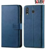 SCARDY SAMSUNG A8 STAR BACK COVER / LEATHER FLIP COVER / BLUE COLOR