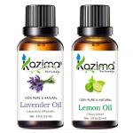 KAZIMA Lavender Oil And Lemon Oil Acne And Scars, Hair Growth And Aromatherapy, 15 ml Each (Combo Of 2)