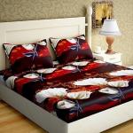 ALL M@LL 135 TC Microfiber Double Floral Flat Bedsheet (Pack of 1, Multicolor)