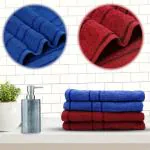 Sassoon Melrose Blue & Burgundy 380 GSM Cotton Hand Towel 40 x 60 cm (Set of 4)