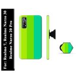 Mobi Elite Green Vertical Strip Rainbow Printed Hard Back Cover Case with Mobile Holder, Pop holder, Pop socket for Realme 7, Realme Narzo 30, Realme Narzo 20 Pro
