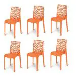 TAPODHANI Web Designer Plastic Outdoor Chair (6Pc, Orange)