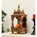 Craft Tree Copper Mango Wood Pooja Mandir Without Door .