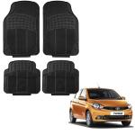 Oshotto Anti Skid Rubber Car Foot Mat Compatible with Tata Tiago (Set of 4, Black)