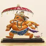 KREATIVE HOUSE HANDICRAFTS Traditional Khade Ganesh Ji Wall Hanging | Standing Ganesha wall statue for Home & Office Décor (Metal - Alloy