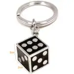 StealODeal Silver Black Stainless Steel Car And Bike Dice Key Chain