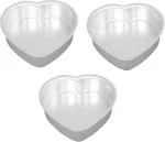 Diya Aluminium Cake Mould -Aluminium Anodized Heart shape Cake Mould, Cake Tins/Pan/Trays for Microwave, Oven and Bakeware, (Pack of 3)
