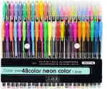 Vinmot Neon Gel and Glitter Color Pen Set for Drawing and Arts (Pack of 48)