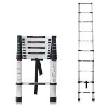 Corvids 2.9m (9.5 ft) Portable & Compact Aluminium Telescopic Ladder, EN131 certified, 10-steps foldable multipurpose step ladder for home & outdoor use