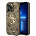 CG MOBILE SAS Guess iPhone 15 Pro Case [Official Licensed] PU Leather Case with 4G Metal Logo | Shock Absorption Protective Case/Cover Designed for iPhone 15 Pro (6.1-Inch) 2023 - Brown