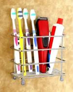 Craftbin Steel Tooth brush Holder Stand Wall mount, Toothpaste Stainless Steel Toothbrush Holder