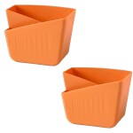 Meckwell Dual sides Pocket Wall Mount Phone Holder Self-Adhesive Storage (Pack of 2) Mobile Holder (Orange)