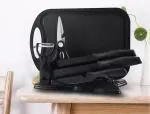 \HUENISH 7-Piece Non-Stick Stainless Steel Knife Set - Black, Soft Grip Handle (HS0001)
