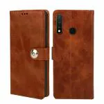 Fastship Vivo Y19 Flip Cover | Full Body Protection | Inside Pockets & Stand | Wallet Stylish Button Magnetic Closure Book Cover Leather Flip Case for Vivo Y19 - Executive Brown