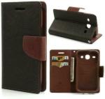 AmericHome Samsung Galaxy Grand Prime Value Edition Brown Artificial Leather, Rubber, Cloth Grip Case Flip Cover