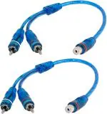 Kebilshop Rca Male Jack To 1 Rca Female Plug Splitter Audio Video Adapter Cable Blue (Pack Of 2)