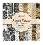 Lakeer Set of 24 Thick Beautiful Pattern Design Printed Papers for Art n Craft, Size: 12 x 12 Inch - 12 Unique Designs (Voyage)