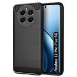 Fashionury Back Cover for Realme 12 Pro Plus 5G | Hybrid Protection Shockproof | Anti-Slip Grip | Rubber TPU Stylish Back Case for Realme 12 Pro Plus 5G (Black)