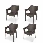 Supreme Furniture Cambridge Brown Plastic Chairs for Home and Garden - Pack of 4