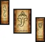 saf Ganesh Modern art Ink 13.5 inch x 22 inch Painting (With Frame, Pack of 3)