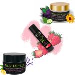 NOX DETOX Unisex Strawberry Lip Balm (4.5g), Smell-Be-Gone Underarm Cream (30g), Night Face Gel (50g) Skin Care Combo For All Skin Types (Set of 3)