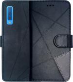 SUPER ME Samsung A7 18 Black Leather Dual Protection Flip Cover