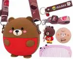 Toyshine Soft Touch Girls Mini Hanging Cute Children Side Bags with Strap- Bear Red