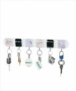 Steffan Kitchen Utensil Rack Wall Mounted/Steel Hook/Punch-Free/White & Black Marble Colour/Strong Capacity/Used to Hang Kitchen Utensils/Towels/Keys/Bags (6 Hook Strip Marble, 1)