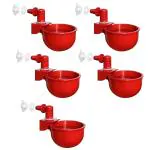 Hasthip Red Plastic Chicken Feeder Cup Poultry Farm Equipment Drinking On Barrel And Drinker (Pack Of 6)