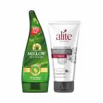 Leeford Skin Detoxifying Combo Kit Pack of 2- Alite Anti acne Face wash with charcoal and Meglow Aloevera Gel with cucumber Extract, for All Skin types | Keeps Skin Moisturized and Glowing