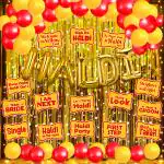 Zyozique Haldi Ceremony Decorations -Foil Balloons, Photo Booth, Balloons, Rice Light (Pack Of 44)