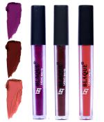 bq BLAQUE Matte Liquid Lip Gloss Combo of 3 Lipstick # 103-106-112 (12 ml, Purple Affair, Chocolate Mood, Dark Coral)