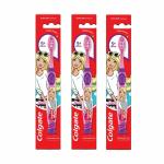 Colgate Kids Barbie Manual Toothbrush for 5+ years, Multicolor,Pack of 3, Extra Soft Bristles