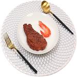 Dakshya Industries PVC Round Shape Placemats Cutwork Design for Dining Table Mats Silver Pack of 4