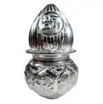 ORIVILLE Home Decor German Silver Metal Riddhi Siddhi Kalash (purna Kumbha) with Coconut - 5 inch (pack of 2)