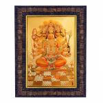 Hawai Panch Mukhi Hanuman Bajranbali Gold Plated Wall Hanging Photo Frame 8.5x7inch SFDI00490BLKFRM