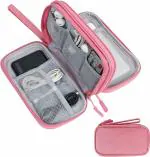 Handcuffs Electronic Organizer Storage Bag Waterproof Accessories Carry Case for USB Data Cable Earphone Wire & Power Bank (Dark Pink)