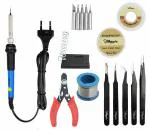 Hillgrove Electronic 7in1 Professional Mobile Soldering Iron Equipment Tool Machine Combo Kit Set with Flux Paste and Wire 60 W Temperature Controlled (Conical, Flat, Pointed, Round Tip)