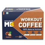 MuscleBlaze Workout Coffee with Ayurvedic Herbs, High Caffeine Instant Coffee Powder, Hazelnut, 30 Sachets