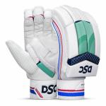 DSC White Turquoise Leather Intense Valor Leather Cricket Batting Gloves - Mens Right