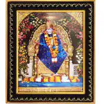 pujaNpujari Shirdi Sai Baba Photo Frame with Nice Background for Wall Hanging and Pooja Room Religious Frame ()