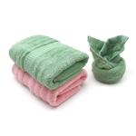 Mush Green and Pink Solid Bamboo Hand Towel (74.9 L x 35.6 W cm), Pack of 2