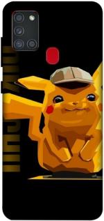 SARTOOLIYA Samsung Galaxy A21S Multicolor Plastic Pickachu, Cartoons Wallpaper Printed Water Proof Back Cover