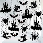 Festiko Huge, Halloween Ceiling Swirls Decorations Pack Of 30, Black Halloween Ceiling Decorations